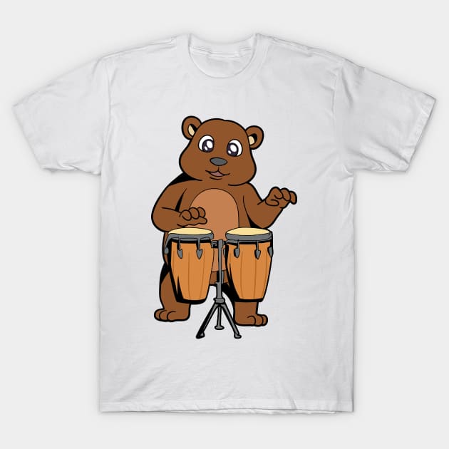 Comic bear plays percussion T-Shirt by Modern Medieval Design